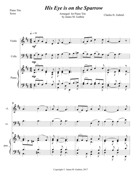 Gabriel: His Eye Is On The Sparrow for Piano Trio (arr. James M. Guthrie, ASCAP)