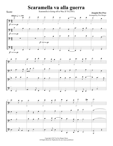 Scaramella va alla guerra for Trombone or Low Brass Quartet (arr. Eric Burger Music)