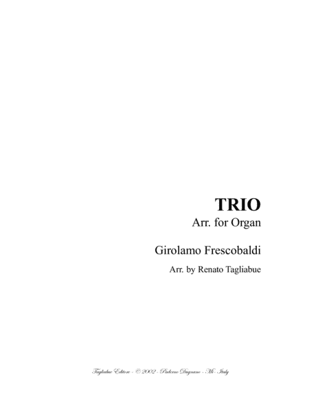 TRIO - Frescobaldi - Arr. for Organ (arr. Renato Tagliabue)