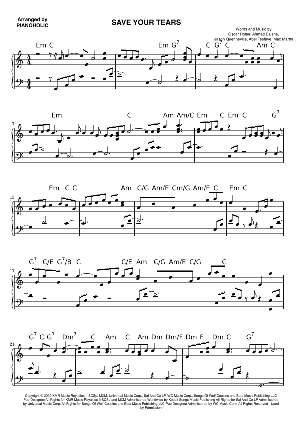 Save Your Tears (arr. PIANOHOLIC)