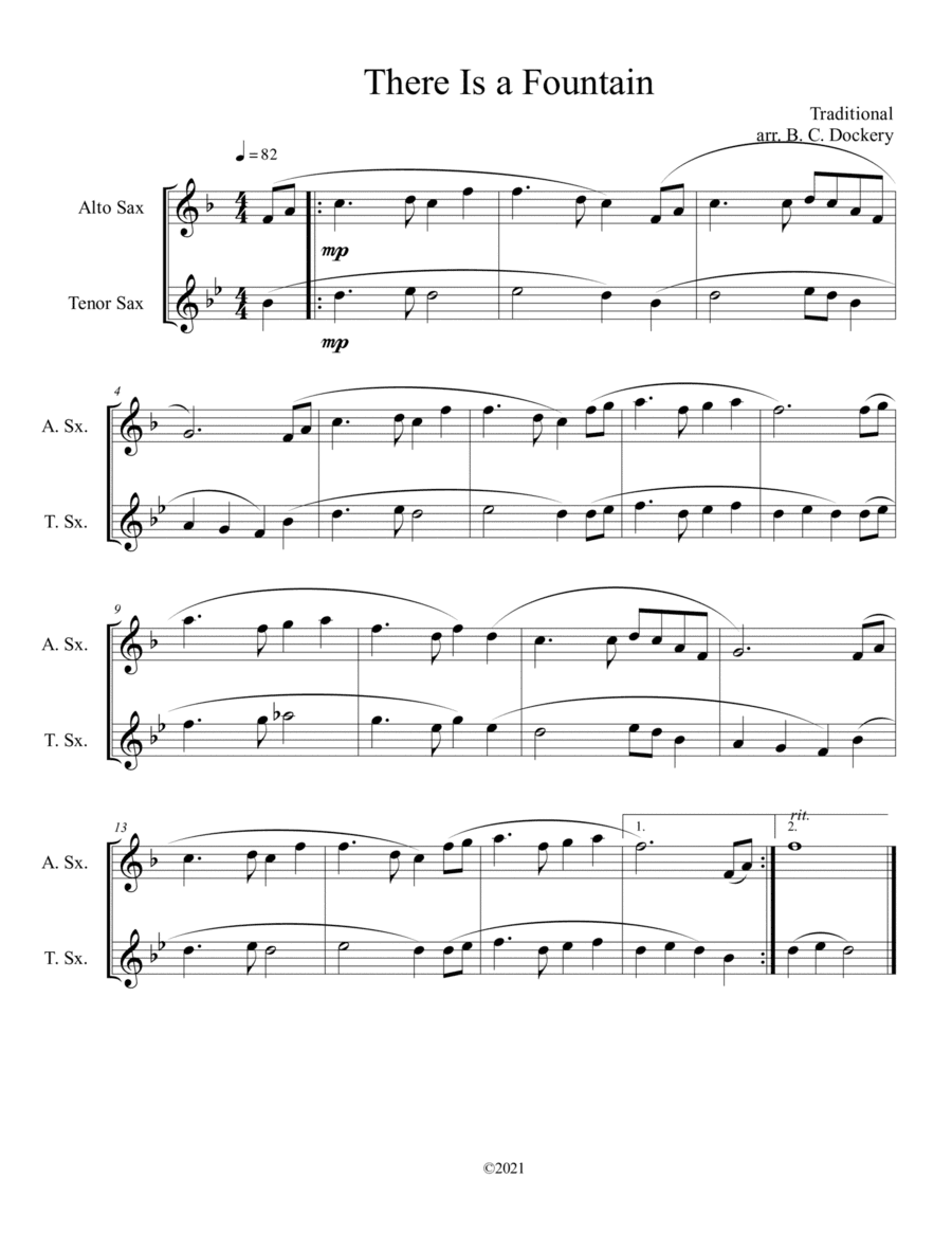 There Is a Fountain (Alto and Tenor Sax Duet) (arr. B. C. Dockery)
