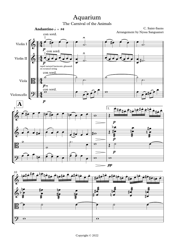 Aquarium (from Carnival of the Animals) (arr. Nyssa Sanguansri)