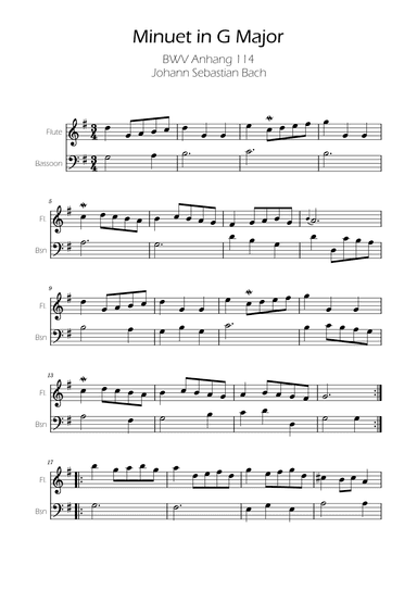 Minuet in G major BWV Anh. 114 - Bach - Flute and Bassoon (arr. Ygor Nunes)