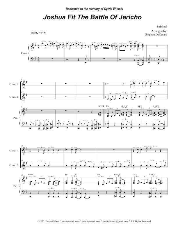 Joshua Fit The Battle of Jericho (Duet for C-Instruments) (arr. Stephen DeCesare)