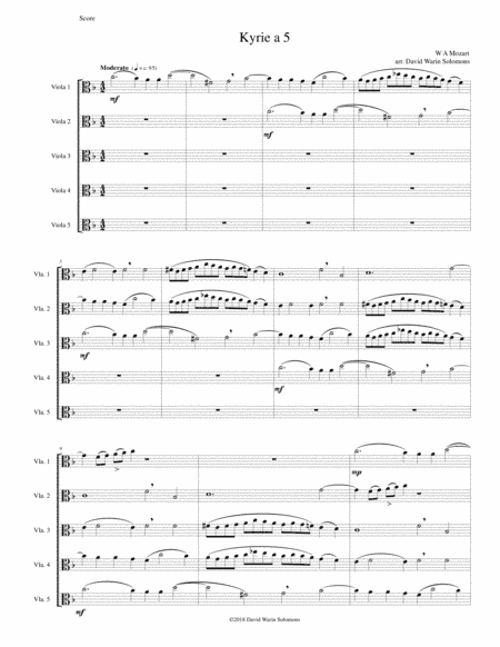 Mozart Kyrie canon a 5 arranged for 5 violas (arr. David Warin Solomons)