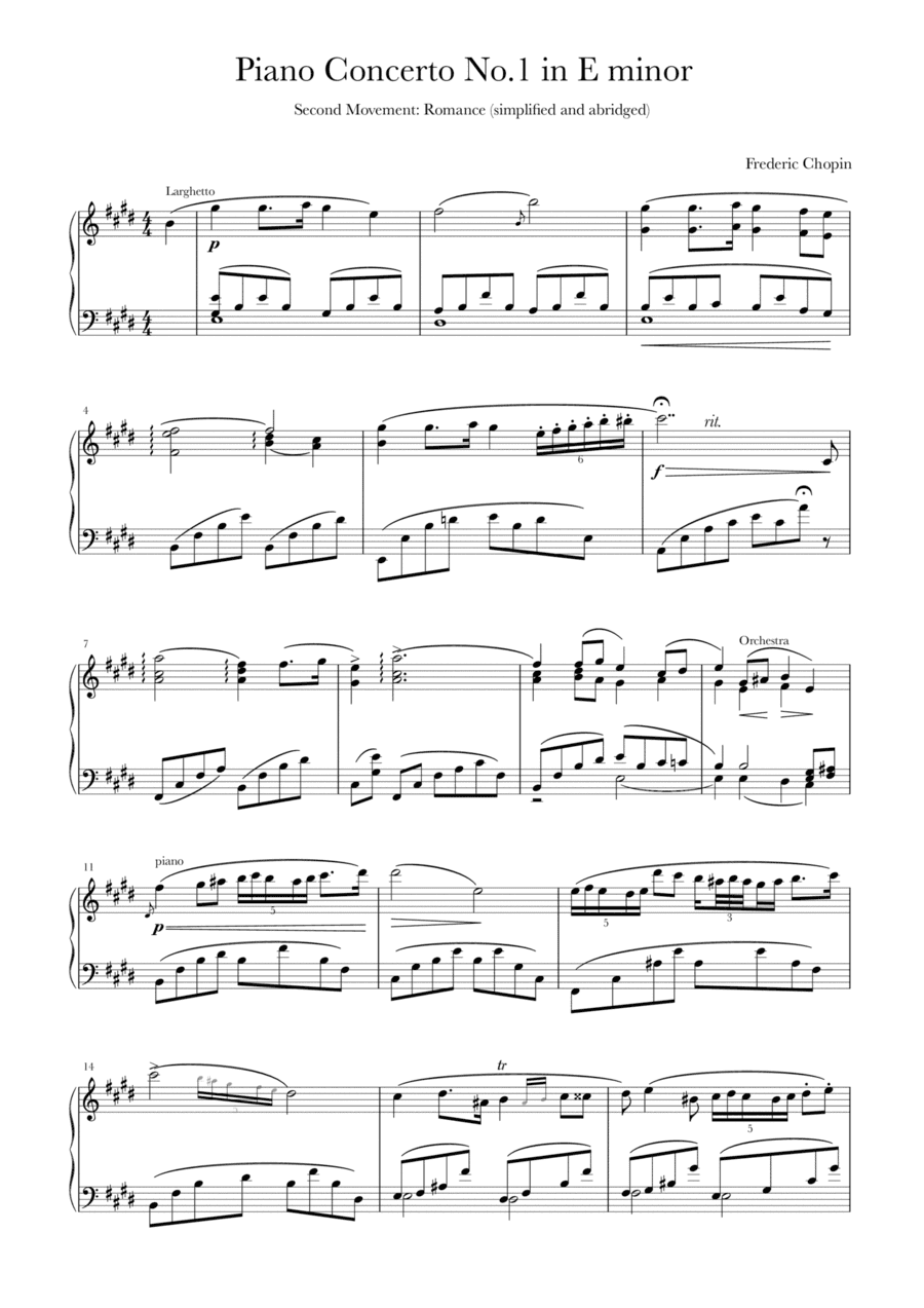 Chopin Piano Concerto in Em Second Movement (arr. Thomas Ling Swee Chin)