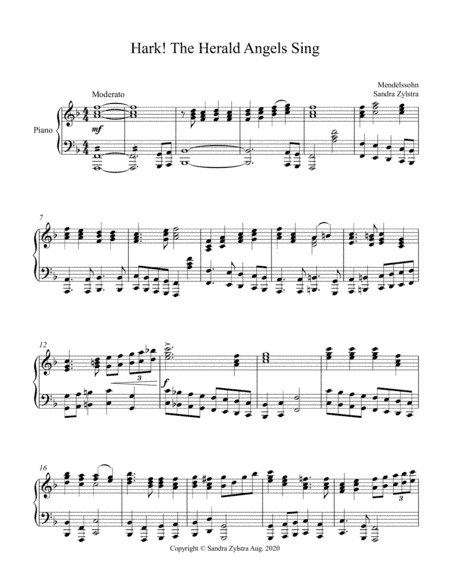 Hark! The Herald Angels Sing (piano part only) (arr. Sandra Zylstra)