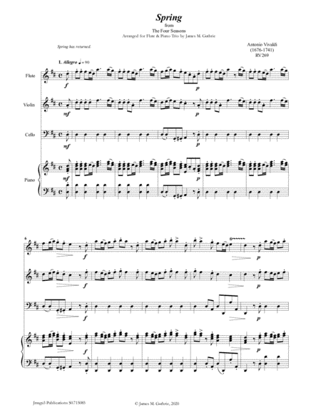 Vivaldi: The Four Seasons Complete for Flute & Piano Trio (arr. James Guthrie, ASCAP)
