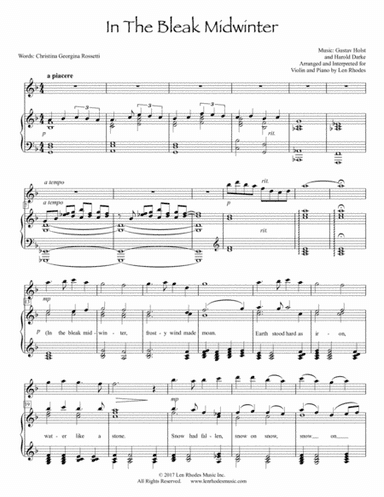 In The Bleak Midwinter - a contemporary setting for Violin and Piano (arr. Len Rhodes)