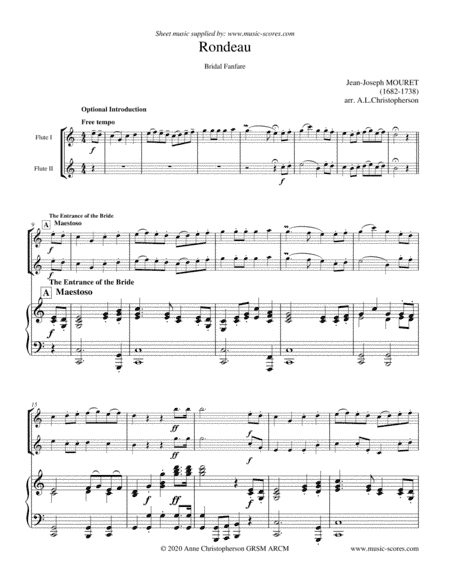 Rondeau - Bridal Fanfare - 2 Flutes and Piano (arr. Anne L Christopherson GRSM ARCM)
