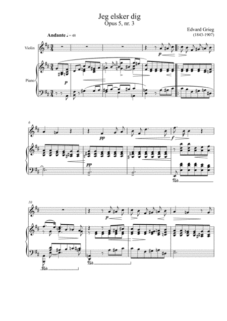 Edvard Grieg - Jeg elsker dig (Ich Liebe dich) Violin Solo (arr. André Laitano)