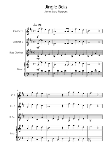 Jingle Bells - Clarinet Trio w/ Piano (arr. Ygor Nunes)