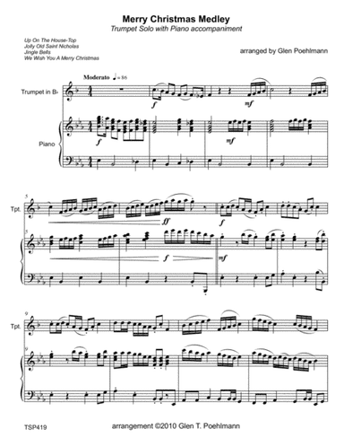 MERRY CHRISTMAS MEDLEY - TRUMPET SOLO with Piano accompaniment - 4 song medley (arr. Glen Poehlmann)