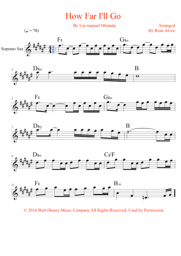 How Far I'll Go (arr. By Rene Alves)