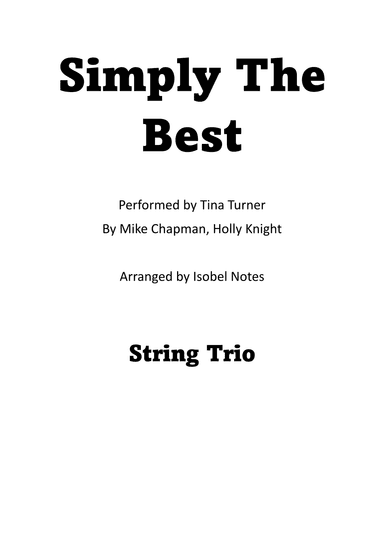 The Best (simply The Best) (arr. Isobel Notes)