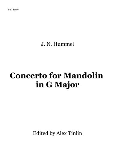 Concerto for Mandolin in G major (arr. Alex Tinlin)