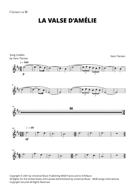 La Valse D'amelie (arr. Cadenza Editions)
