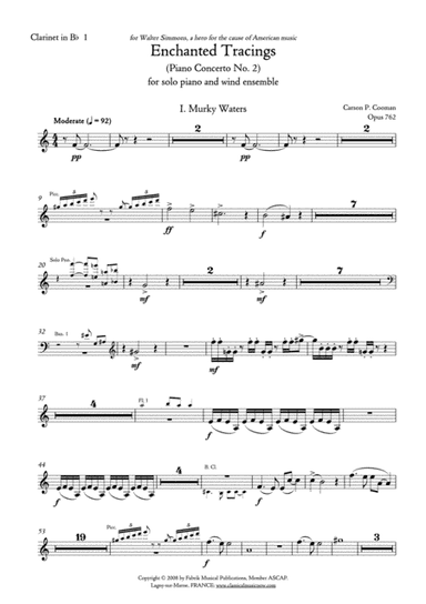 Carson Cooman Enchanted Tracings (Piano Concerto No. 2) (2008) for solo piano and wind ensemble, Bb