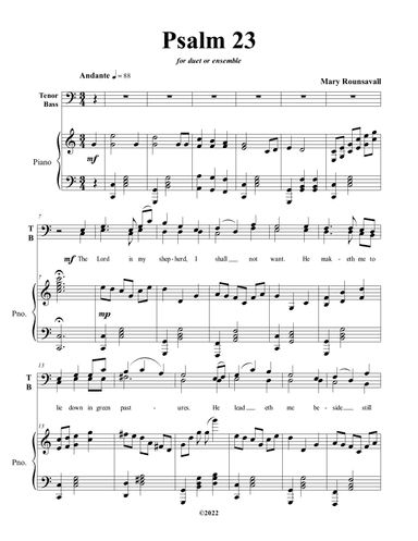 Psalm 23 - Tenor and Bass duet or ensemble