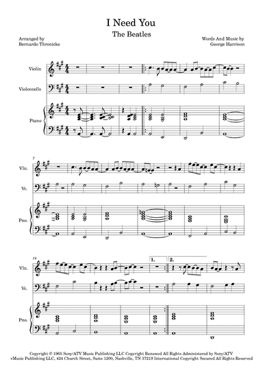 I Need You (arr. Bernardo Thronicke)