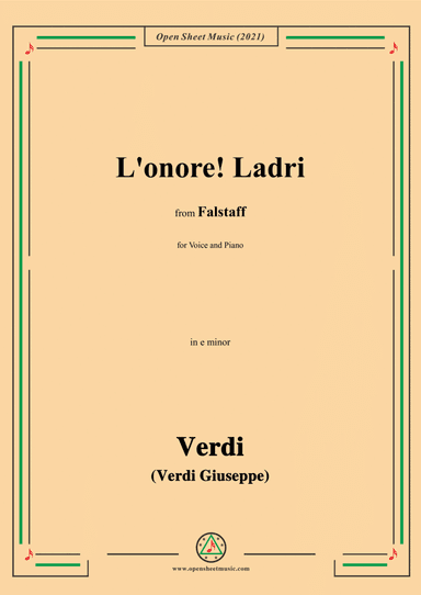 Verdi-L'onore!Ladri,in e minor,from Falstaff,for Voice and Piano (arr. Open Cloud)