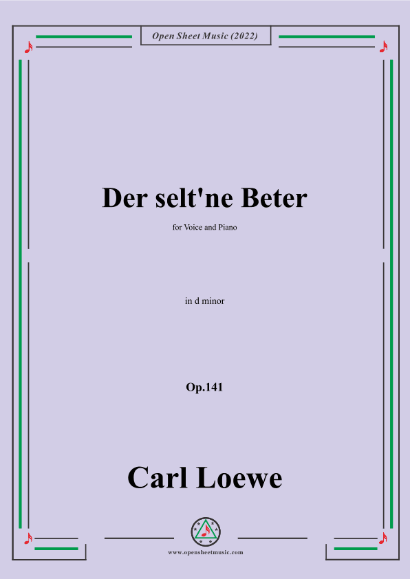 Loewe-Der selt'ne Beter,in d minor,Op.141,for Voice and Piano (arr. OSM Press)