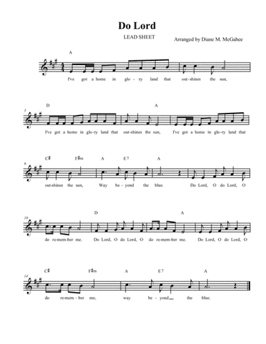 Do Lord Oh Do Lord (do Remember Me) (arr. Diane M. McGahee)