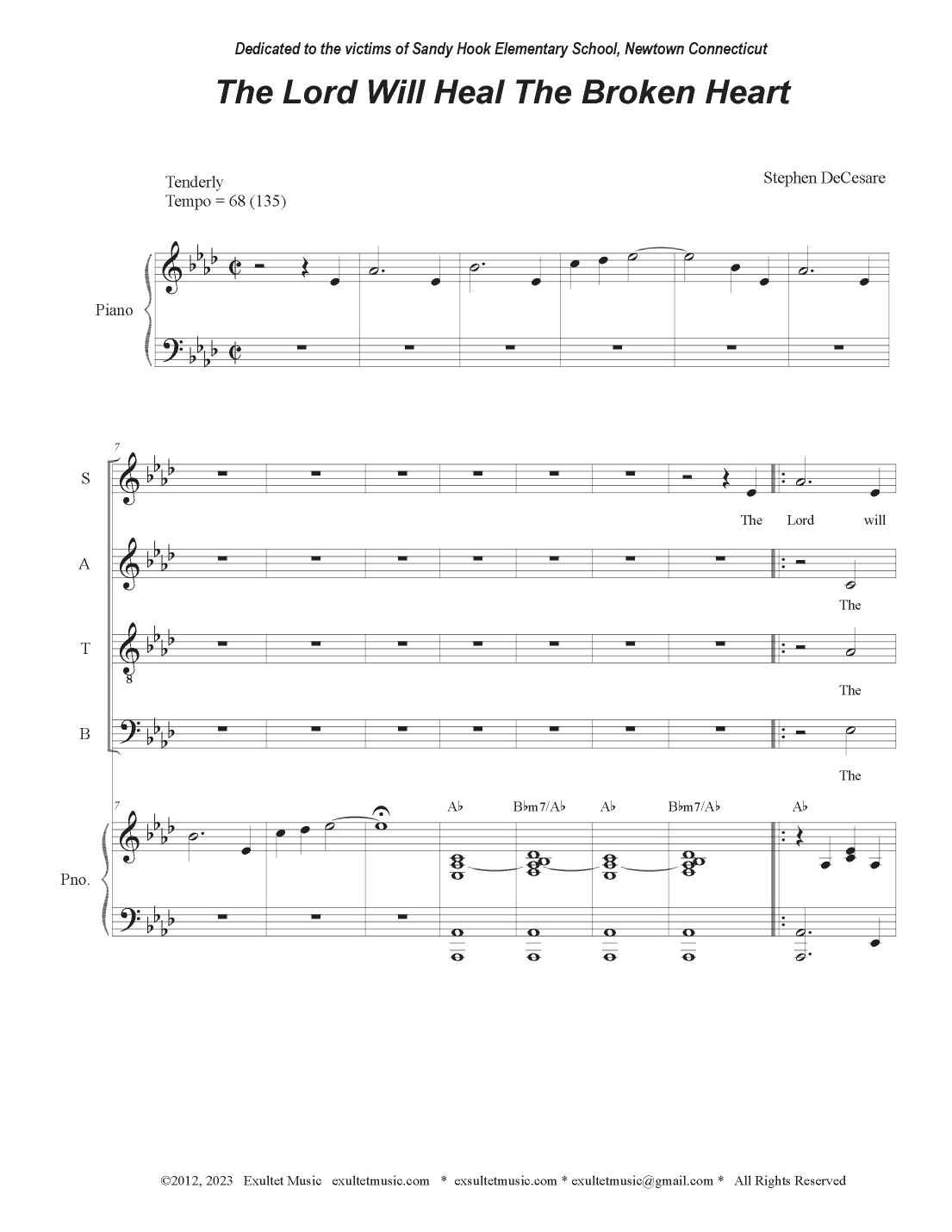 The Lord Will Heal The Broken Heart (Vocal Quartet - (SATB)