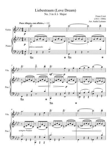 Franz Liszt - Lieberstraum (Love Dream) - Violin Solo (arr. André Laitano)
