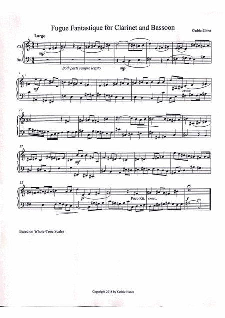 Fugue Fantastique Duet for Clarinet and Bassoon