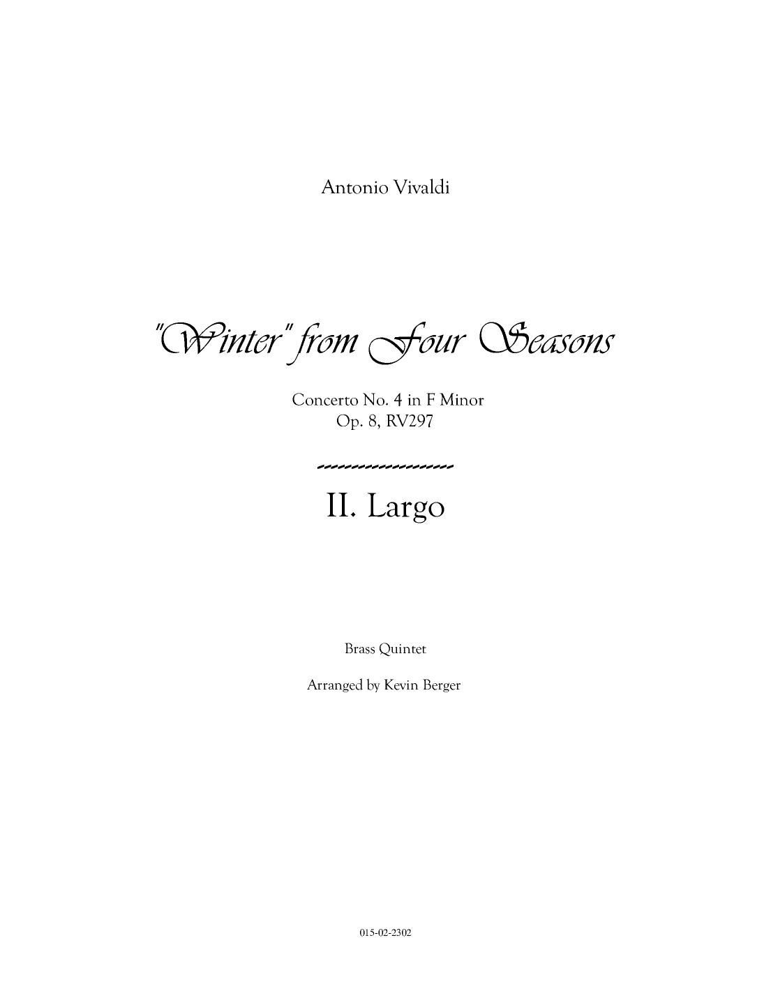 "Winter" from Four Seasons, II. Largo (arr. Kevin Berger)