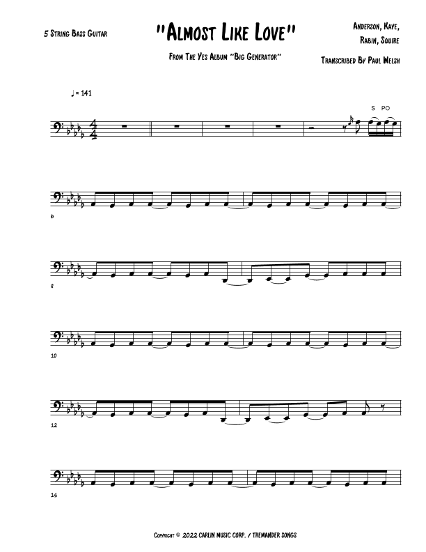 Almost Like Love (arr. P Welsh)