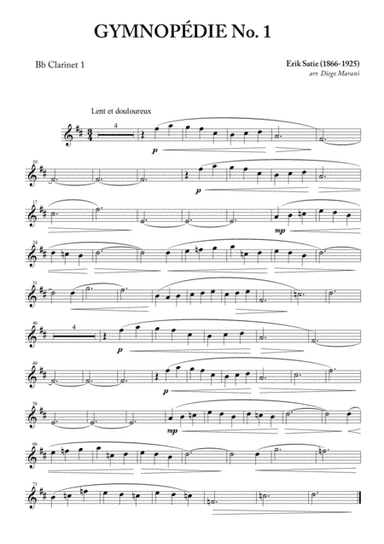 Gymnopédie Nos. 1,2,3 for Clarinet Quartet (arr. Diego Marani)