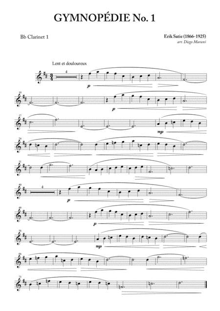 Gymnopédie Nos. 1,2,3 for Clarinet Quartet (arr. Diego Marani)