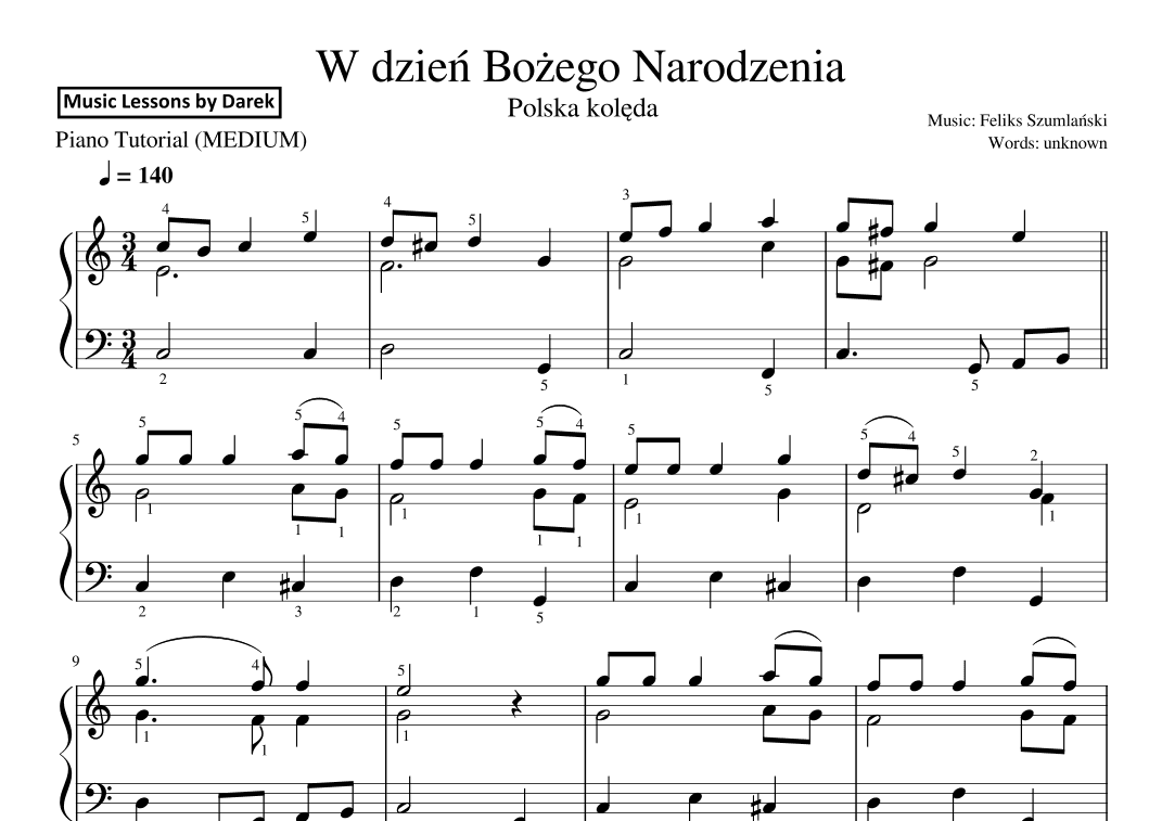 W dzien Bozego Narodzenia (Polish Christmas Carol) [MEDIUM PIANO] (arr. Darek)