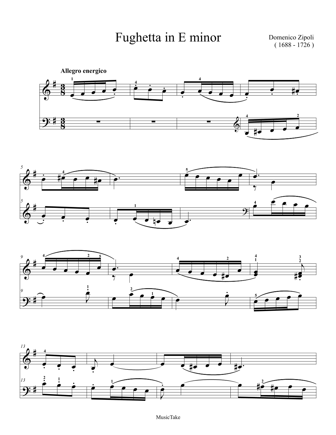 Zipoli Fughetta in E minor (arr. Ben Choupak)