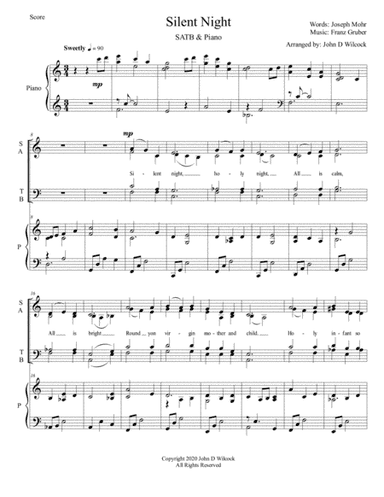 Silent Night - SATB and Piano New Melody (arr. John D Wilcock)