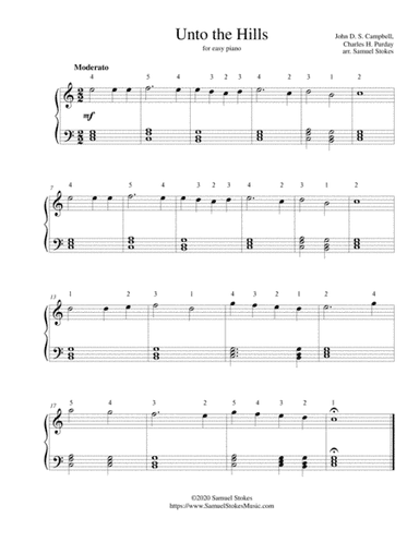 Unto the Hills - for easy piano (arr. Samuel Stokes)
