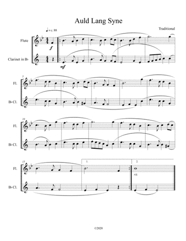 Auld Lang Syne (flute and clarinet duet) (arr. B. C. Dockery)