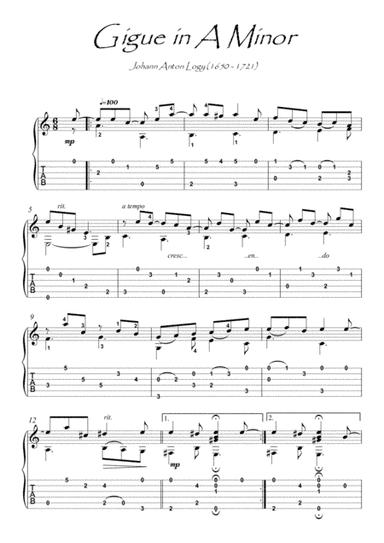 Gigue in A Minor by Johann Anton Logy (arr. PianoSheetNow)