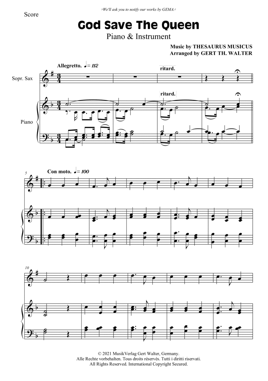 God Save The Queen (arr. Gert Th. Walter)
