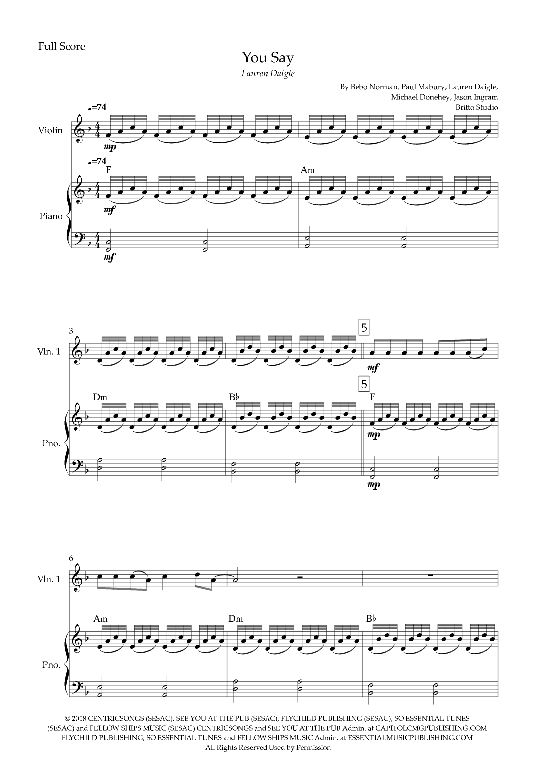 You Say (arr. Fabio Britto)