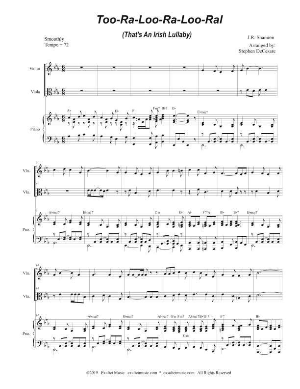 Too-Ra-Loo-Ra-Loo-Ral (That's an Irish Lullaby) (Duet for Violin & Viola) (arr. Stephen DeCesare)