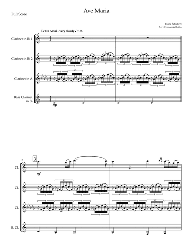 Ave Maria (Franz Schubert) for Clarinet Quartet (arr. Fernando Britto)