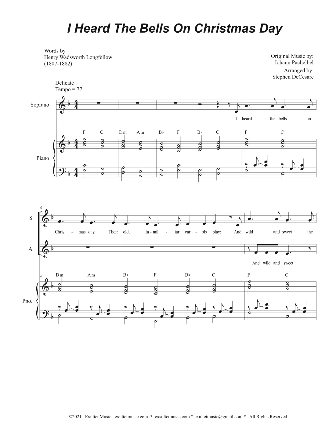 I Heard The Bells On Christmas Day (Vocal Trio - (SAB) (arr. Stephen DeCesare)