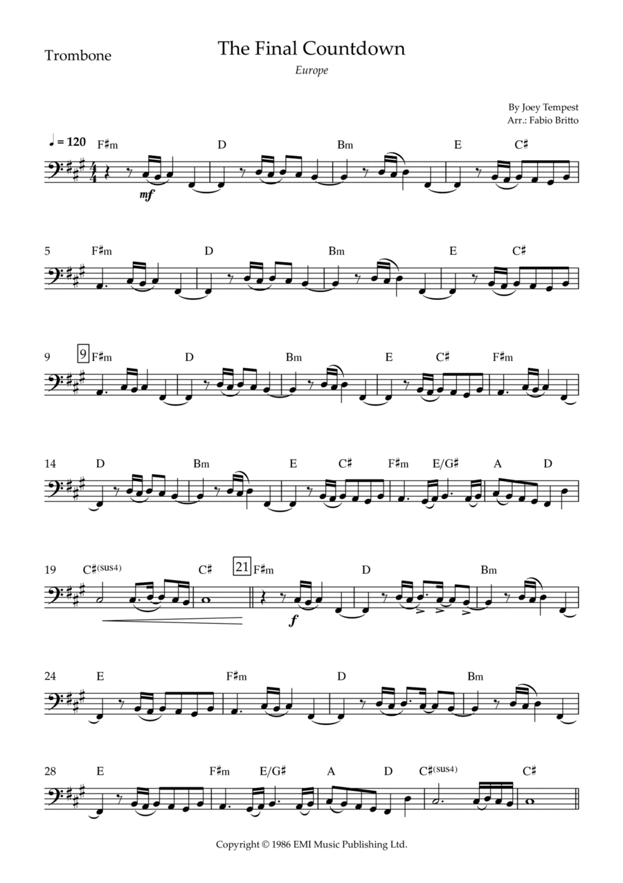 Final Countdown (arr. Fabio Britto)