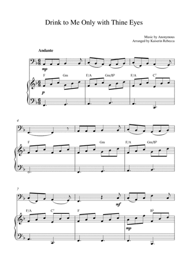 Drink to Me Only with Thine Eyes (for bassoon solo and piano accompaniment) (arr. Kaiserin Rebecca)