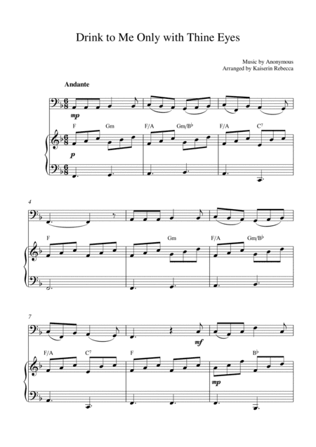 Drink to Me Only with Thine Eyes (for bassoon solo and piano accompaniment) (arr. Kaiserin Rebecca)