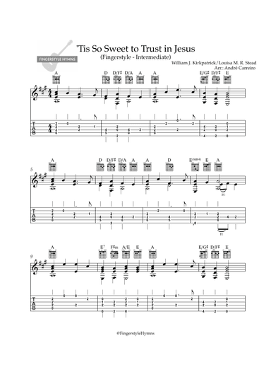 Tis So Sweet to Trust in Jesus - Fingerstyle Guitar (Intermediate) (arr. A. Carreiro)