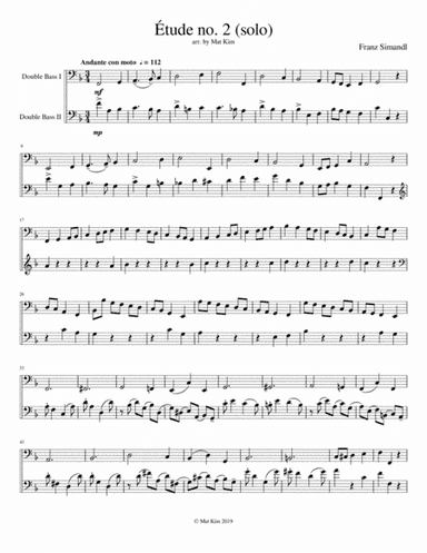 Franz Simandl Étude no. 2 in F Major (Andante con moto) for Two Double Basses (arr. Mat Kim)